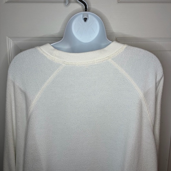 Z Supply Happy Graphic Print Sweatshirt Ivory White Crew Neck Lightweight M - Picture 8 of 11